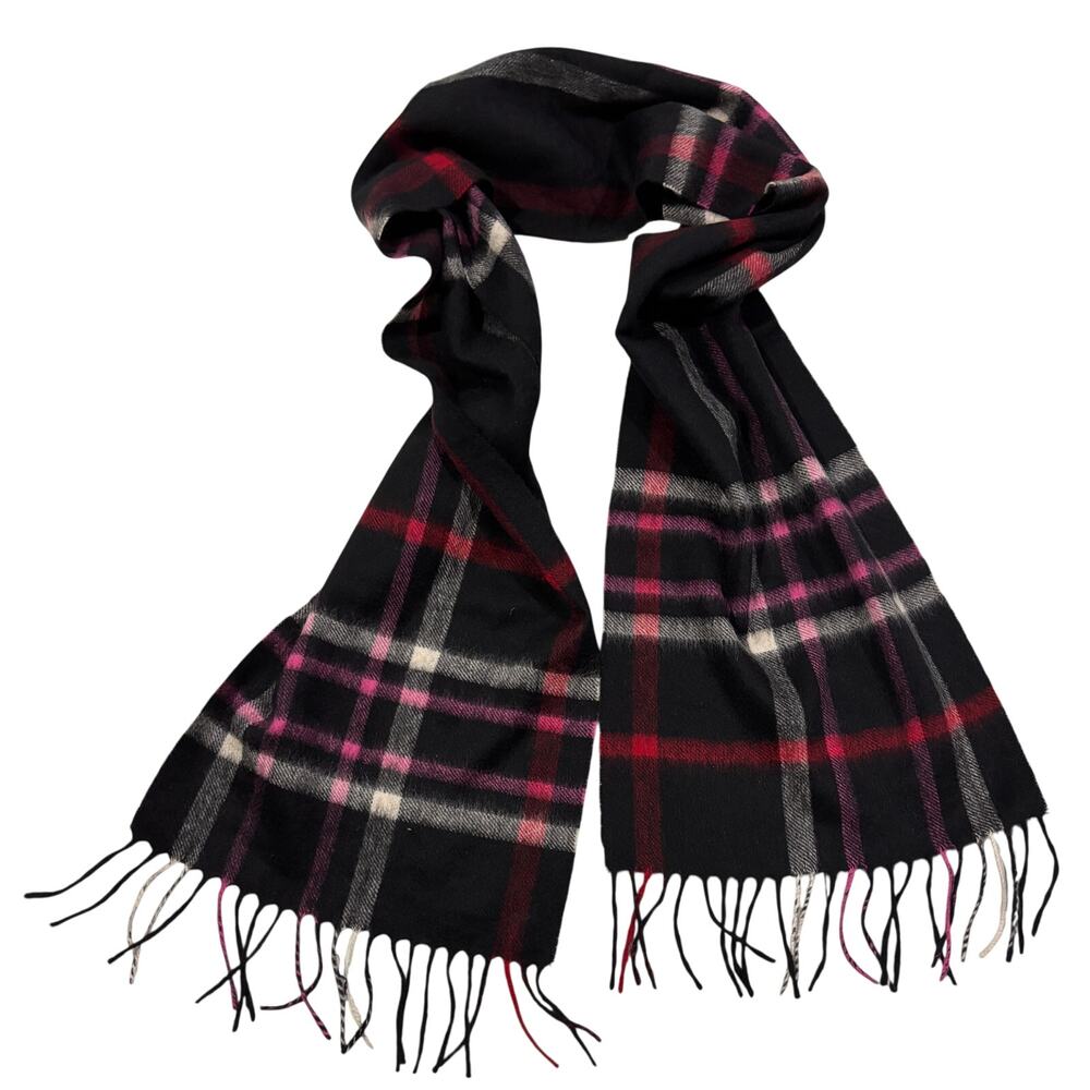 15-97(3) CHARTER CLUB 100% Cashmere Plaid Fringe Scarf 36"L